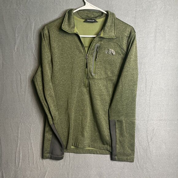 The North Face Jacket Mens Small 1/4 Zip Green Black Lightweight Fleece Pullover - Picture 1 of 8